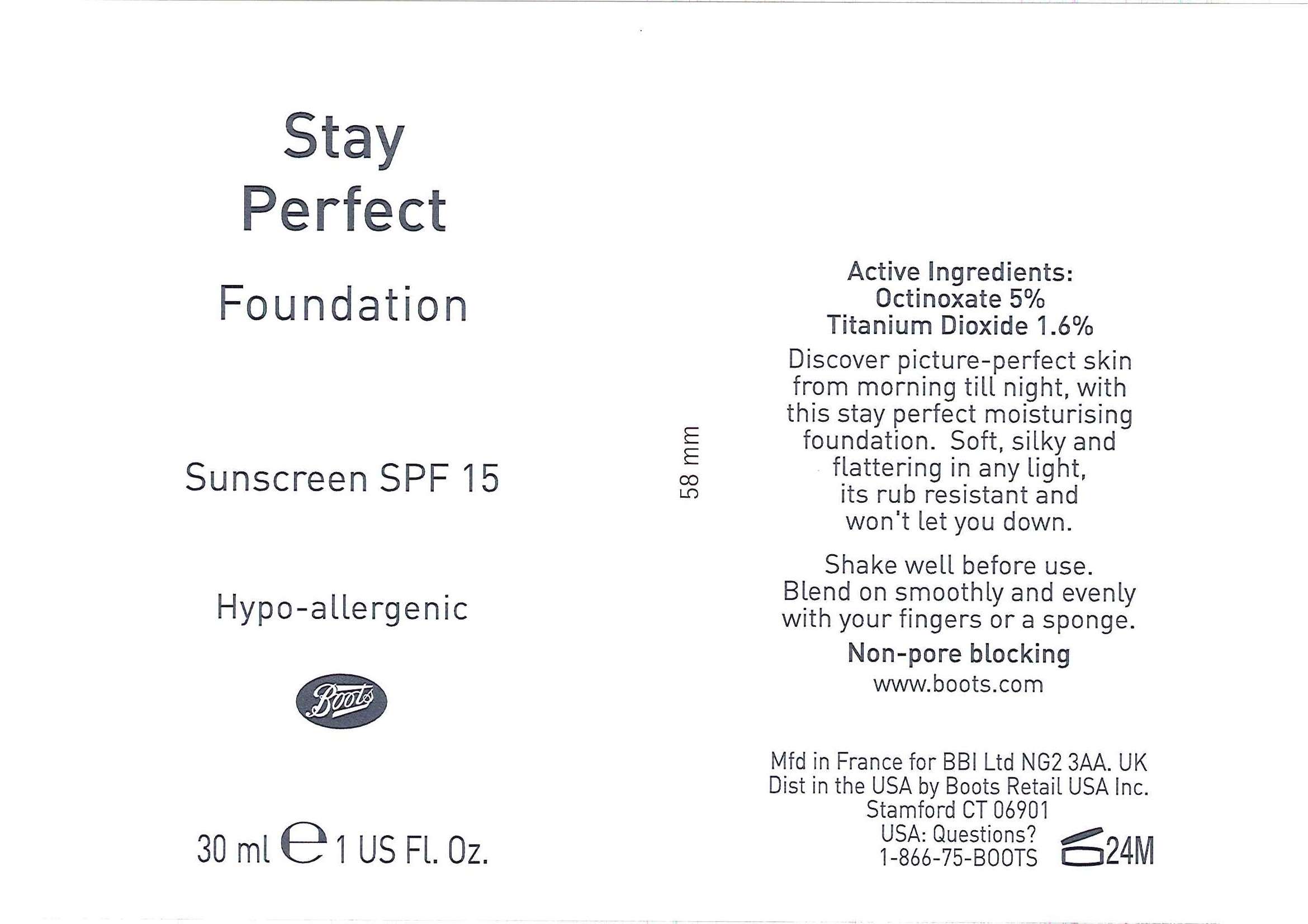 No7 Stay Perfect Foundation Sunscreen SPF 15 Vanilla